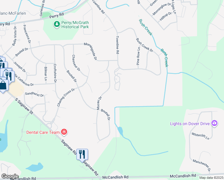 map of restaurants, bars, coffee shops, grocery stores, and more near 12272 Moceri Drive in Grand Blanc
