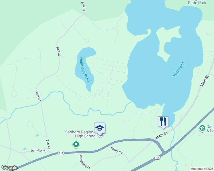 map of restaurants, bars, coffee shops, grocery stores, and more near 44 Great Pond Road in Kingston