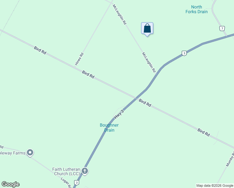 map of restaurants, bars, coffee shops, grocery stores, and more near 1069 Bird Road in Haldimand County