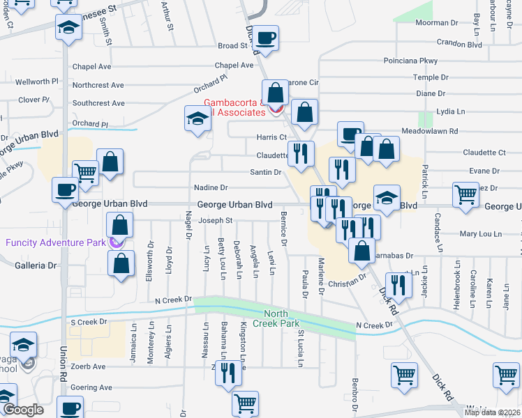 map of restaurants, bars, coffee shops, grocery stores, and more near 143 Joseph Street in Buffalo