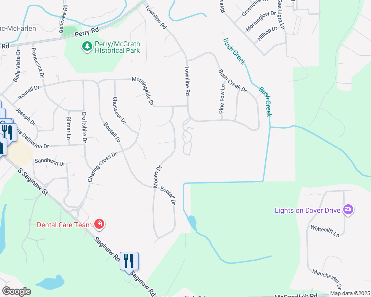 map of restaurants, bars, coffee shops, grocery stores, and more near 12272 Moceri Drive in Grand Blanc