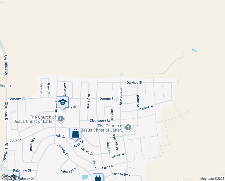map of restaurants, bars, coffee shops, grocery stores, and more near 2425 Shayla Place in Pocatello