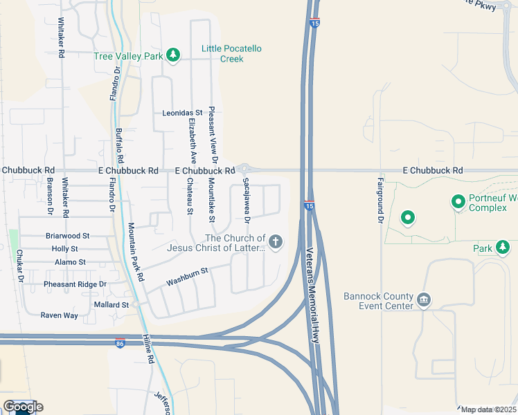 map of restaurants, bars, coffee shops, grocery stores, and more near 987 Stripes Road in Pocatello