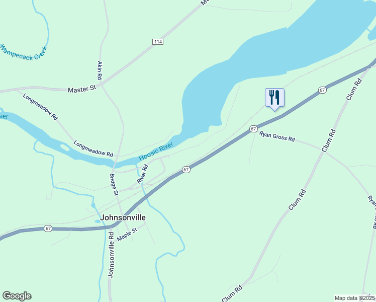 map of restaurants, bars, coffee shops, grocery stores, and more near 76 River Road in Johnsonville