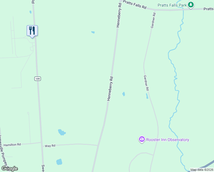 map of restaurants, bars, coffee shops, grocery stores, and more near 3053 1/2 Henneberry Road in Jamesville