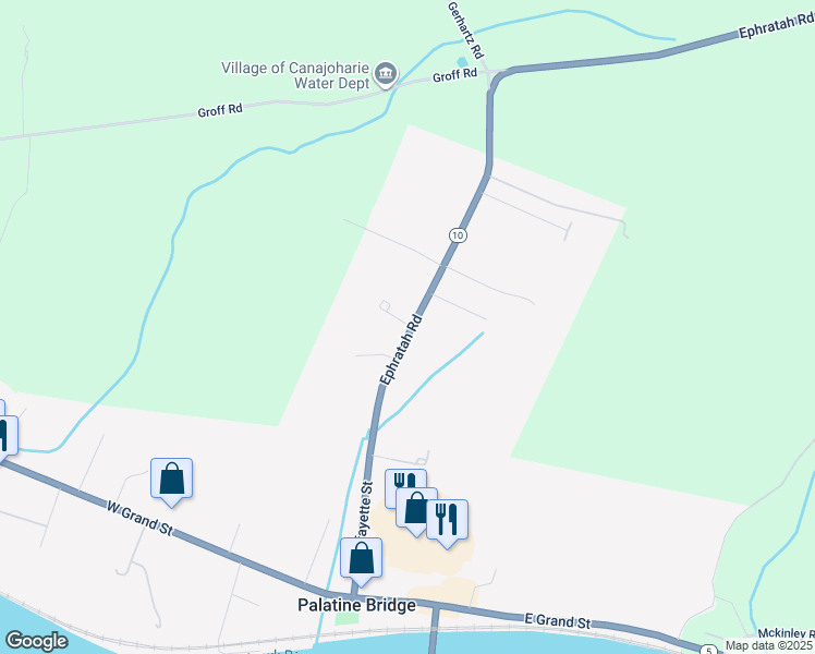 map of restaurants, bars, coffee shops, grocery stores, and more near 133 Lafayette Street in Palatine Bridge