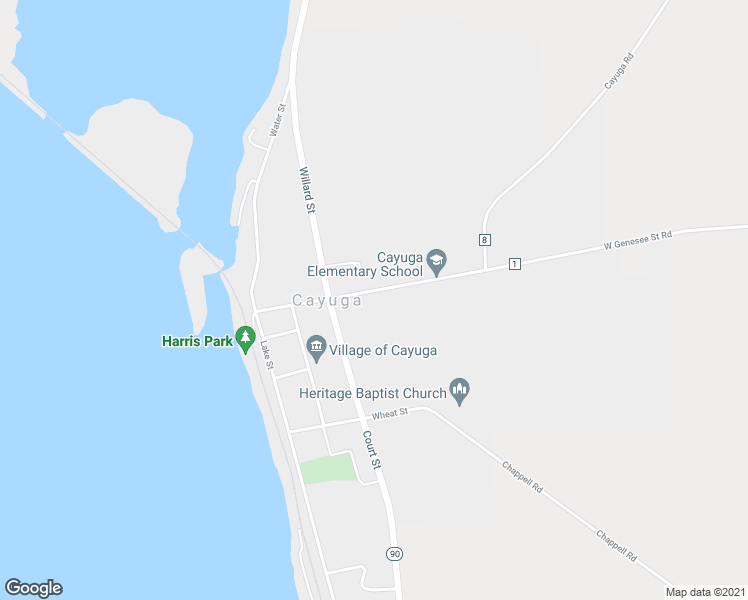 map of restaurants, bars, coffee shops, grocery stores, and more near 244 Genesee Street in Auburn