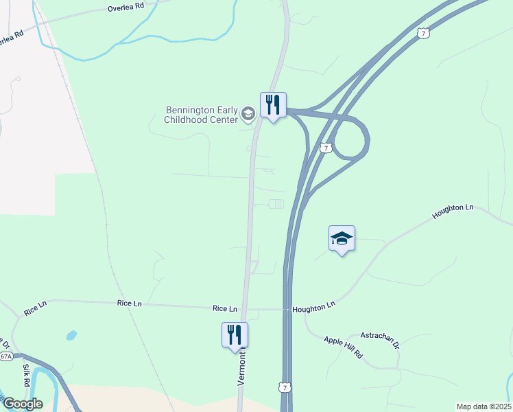 map of restaurants, bars, coffee shops, grocery stores, and more near 1301 Harwood Hill Road in Bennington