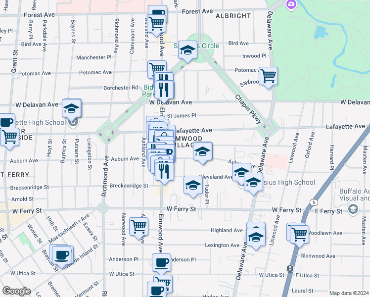 map of restaurants, bars, coffee shops, grocery stores, and more near in Ridgeway
