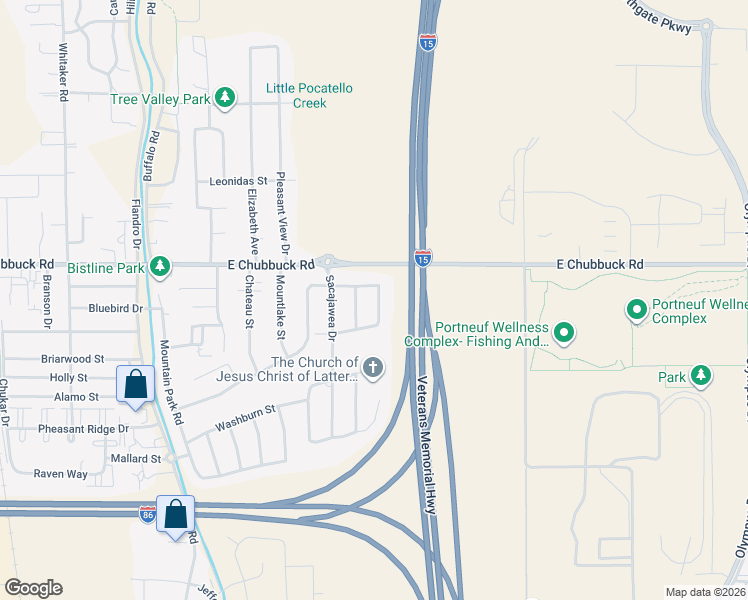 map of restaurants, bars, coffee shops, grocery stores, and more near 4739 Revolution Road in Pocatello
