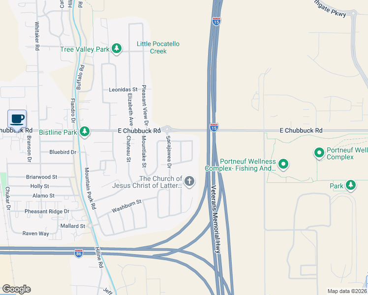 map of restaurants, bars, coffee shops, grocery stores, and more near 4739 Revolution Road in Pocatello