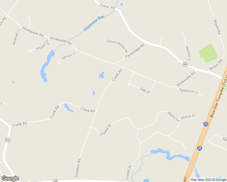 map of restaurants, bars, coffee shops, grocery stores, and more near 8 Crank Road in Hampton Falls