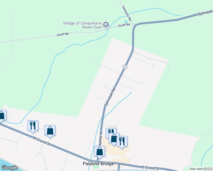 map of restaurants, bars, coffee shops, grocery stores, and more near 133 Lafayette Street in Palatine Bridge