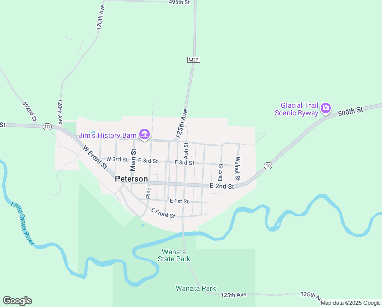 map of restaurants, bars, coffee shops, grocery stores, and more near 308 Ash Street in Peterson