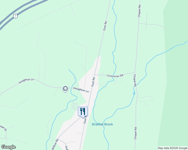 map of restaurants, bars, coffee shops, grocery stores, and more near 1816 East Road in Bennington