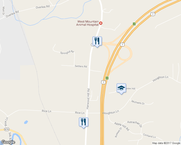 map of restaurants, bars, coffee shops, grocery stores, and more near 1301 Harwood Hill Rd in Bennington