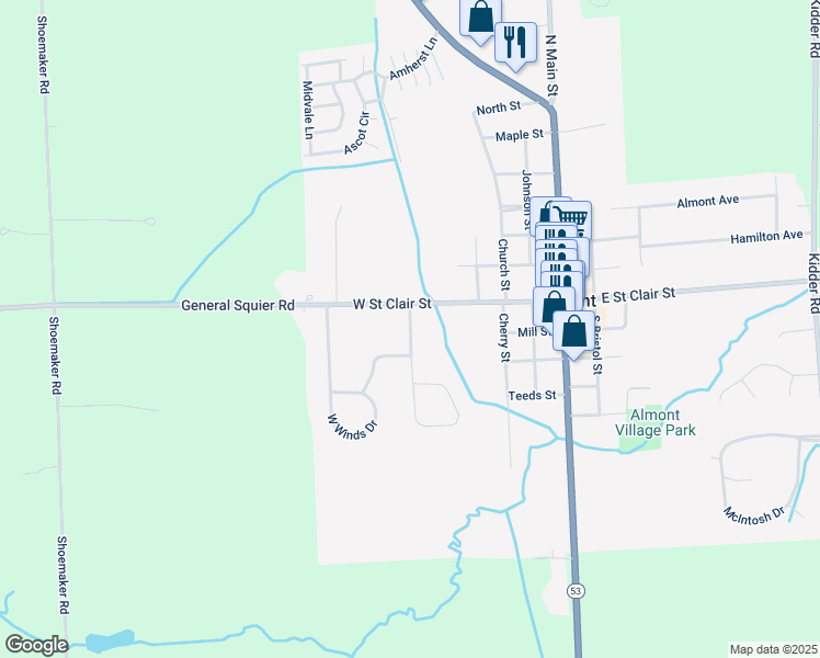 map of restaurants, bars, coffee shops, grocery stores, and more near 219 Jonathon Dr in Almont