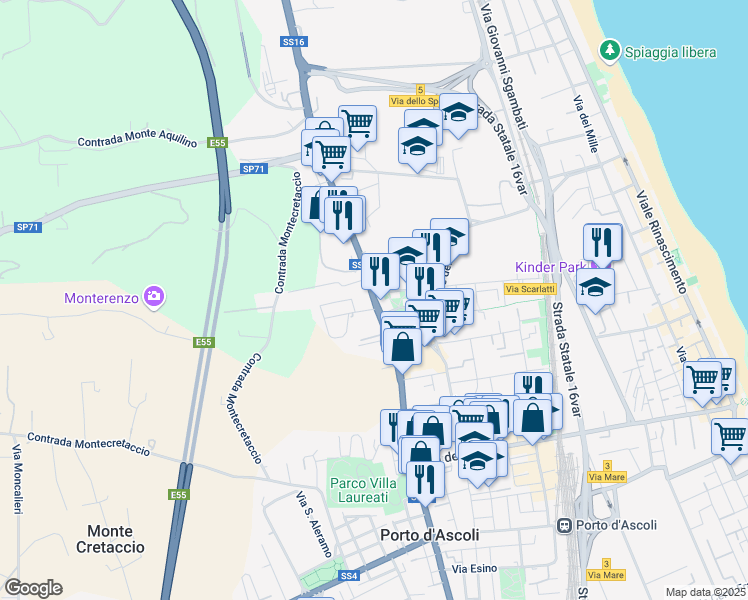 map of restaurants, bars, coffee shops, grocery stores, and more near 27B Via Cesare e Luciano Gabrielli in San Benedetto del Tronto