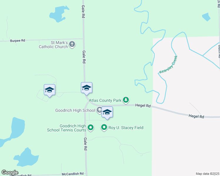map of restaurants, bars, coffee shops, grocery stores, and more near 10242 Hegel Road in Goodrich