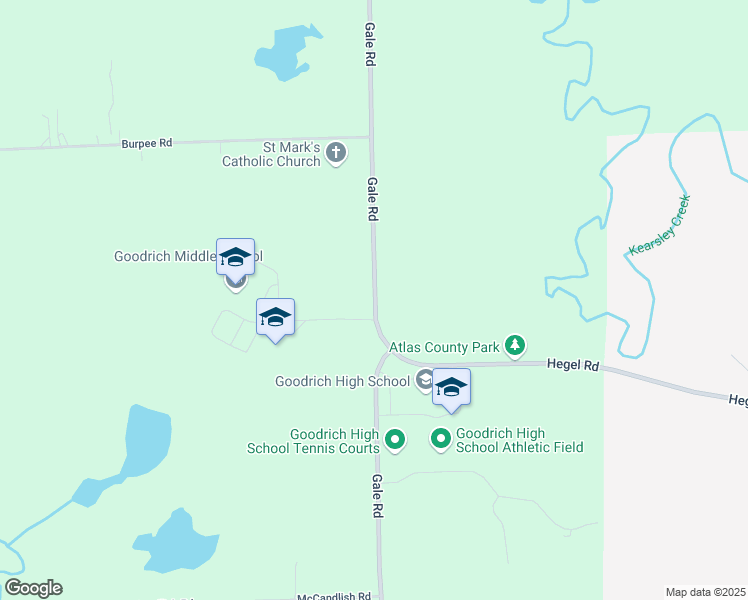 map of restaurants, bars, coffee shops, grocery stores, and more near 7480 Gale Road in Goodrich