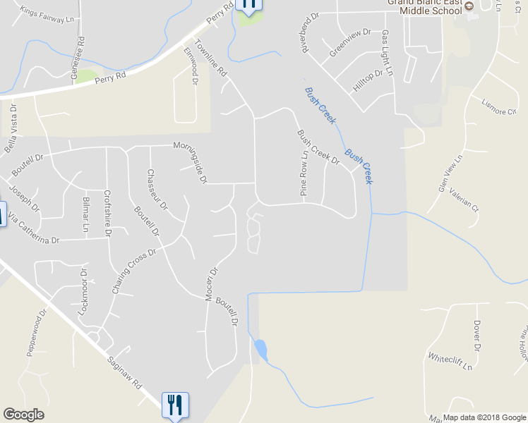 map of restaurants, bars, coffee shops, grocery stores, and more near 12208 Townline Road in Grand Blanc