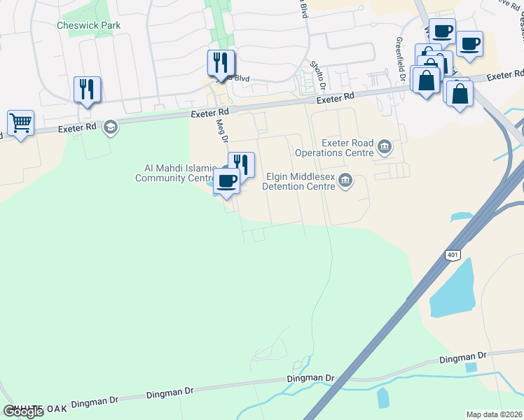 map of restaurants, bars, coffee shops, grocery stores, and more near 61 Durrow Street in London