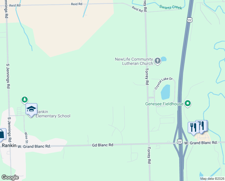 map of restaurants, bars, coffee shops, grocery stores, and more near 7394 Carroll Lane in Swartz Creek