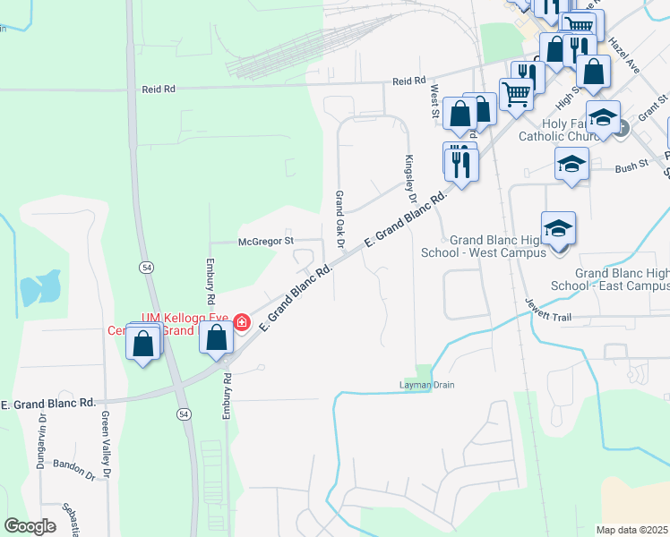 map of restaurants, bars, coffee shops, grocery stores, and more near 755 East Grand Blanc Road in Grand Blanc