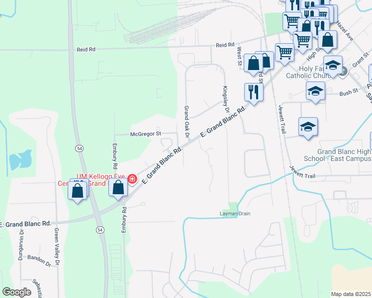 map of restaurants, bars, coffee shops, grocery stores, and more near 755 East Grand Blanc Road in Grand Blanc