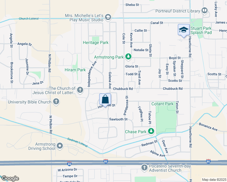 map of restaurants, bars, coffee shops, grocery stores, and more near 910 West Chubbuck Road in Pocatello