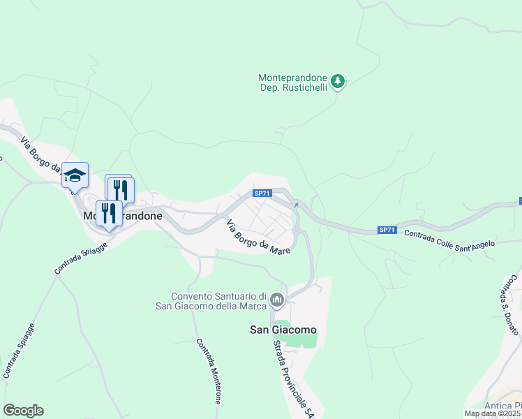 map of restaurants, bars, coffee shops, grocery stores, and more near 111 Via Mediterraneo in Monteprandone