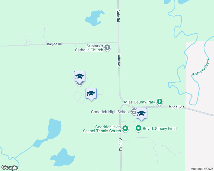 map of restaurants, bars, coffee shops, grocery stores, and more near 7448 Gale Road in Grand Blanc