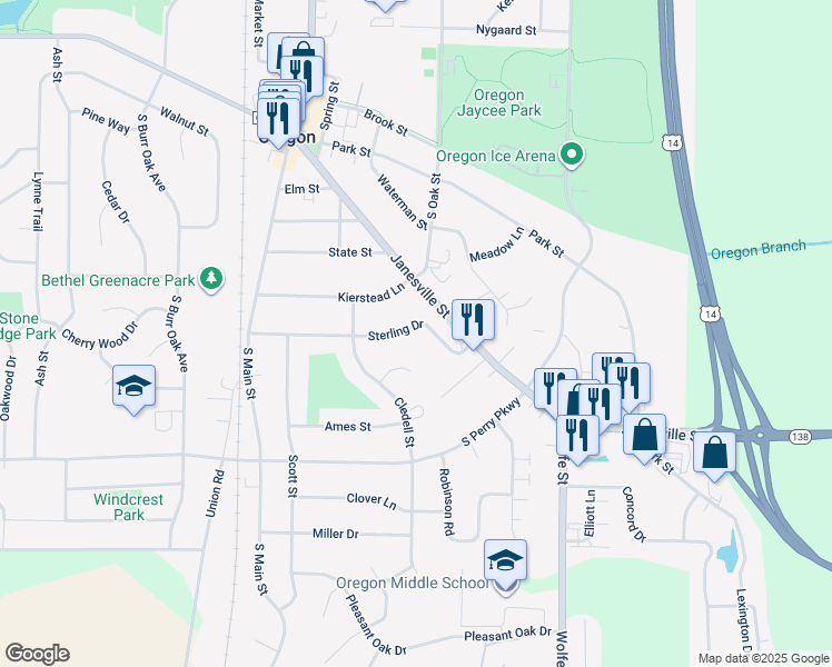map of restaurants, bars, coffee shops, grocery stores, and more near in Oregon