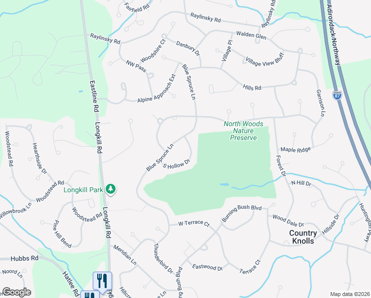 map of restaurants, bars, coffee shops, grocery stores, and more near 11 South Hollow Drive in Ballston Lake