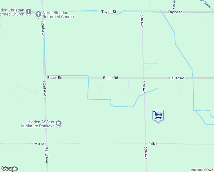 map of restaurants, bars, coffee shops, grocery stores, and more near 6804 Bauer Road in Hudsonville