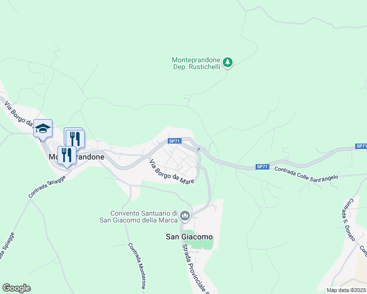 map of restaurants, bars, coffee shops, grocery stores, and more near 111 Via Mediterraneo in Monteprandone