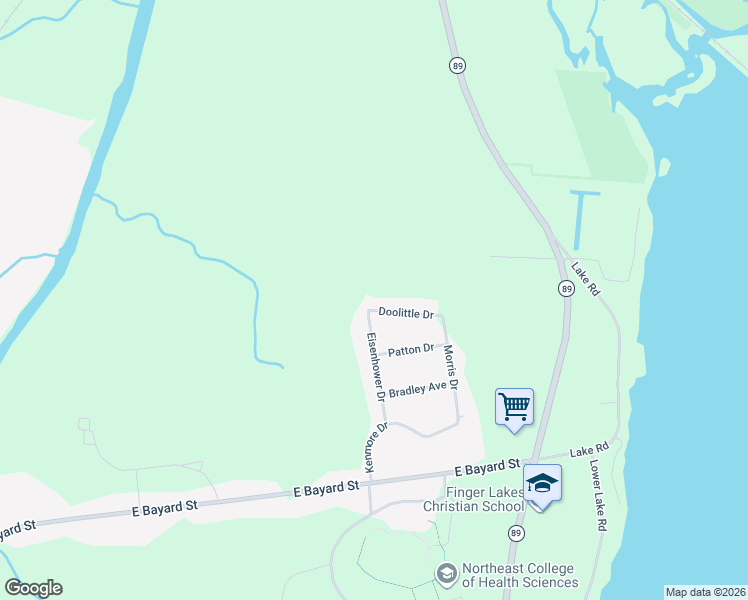 map of restaurants, bars, coffee shops, grocery stores, and more near 3115 Doolittle Drive in Seneca Falls