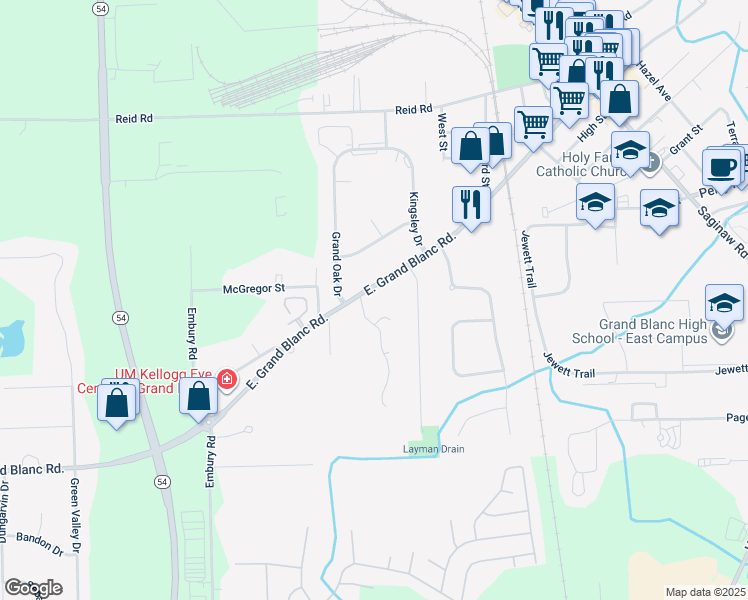 map of restaurants, bars, coffee shops, grocery stores, and more near 739 East Grand Blanc Road in Grand Blanc
