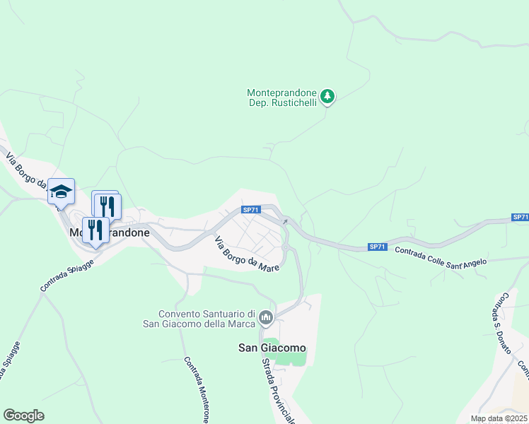 map of restaurants, bars, coffee shops, grocery stores, and more near 111 Via Mediterraneo in Monteprandone