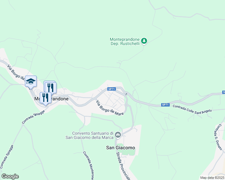 map of restaurants, bars, coffee shops, grocery stores, and more near 111 Via Mediterraneo in Monteprandone