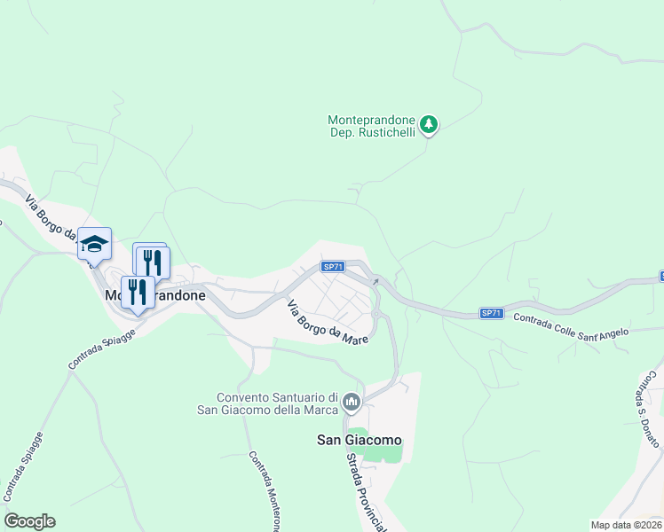 map of restaurants, bars, coffee shops, grocery stores, and more near 111 Via Mediterraneo in Monteprandone