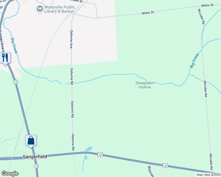 map of restaurants, bars, coffee shops, grocery stores, and more near 7723 U.S. 20 in Waterville