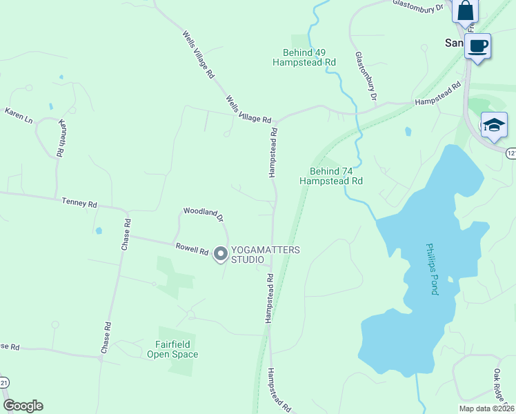 map of restaurants, bars, coffee shops, grocery stores, and more near 87 Hampstead Road in Sandown