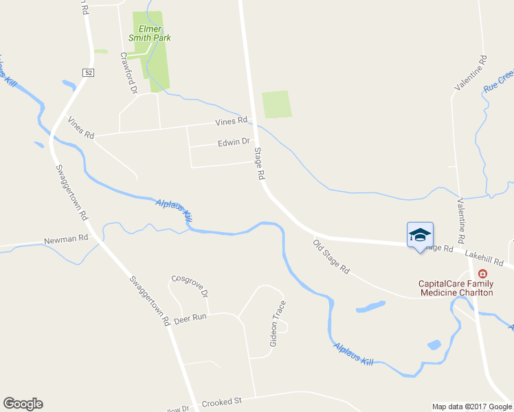 map of restaurants, bars, coffee shops, grocery stores, and more near 381 Stage Road in Ballston Lake