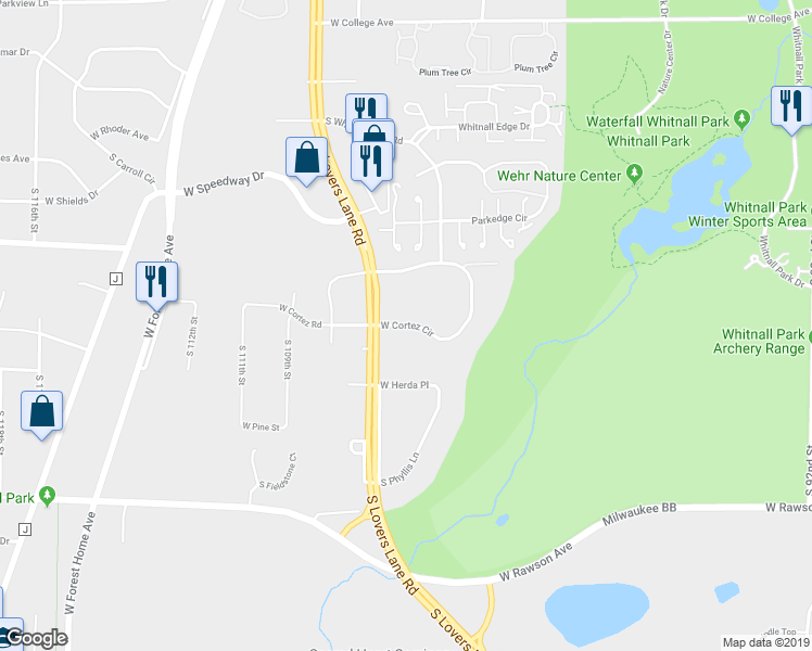map of restaurants, bars, coffee shops, grocery stores, and more near West Franklin Drive in Franklin