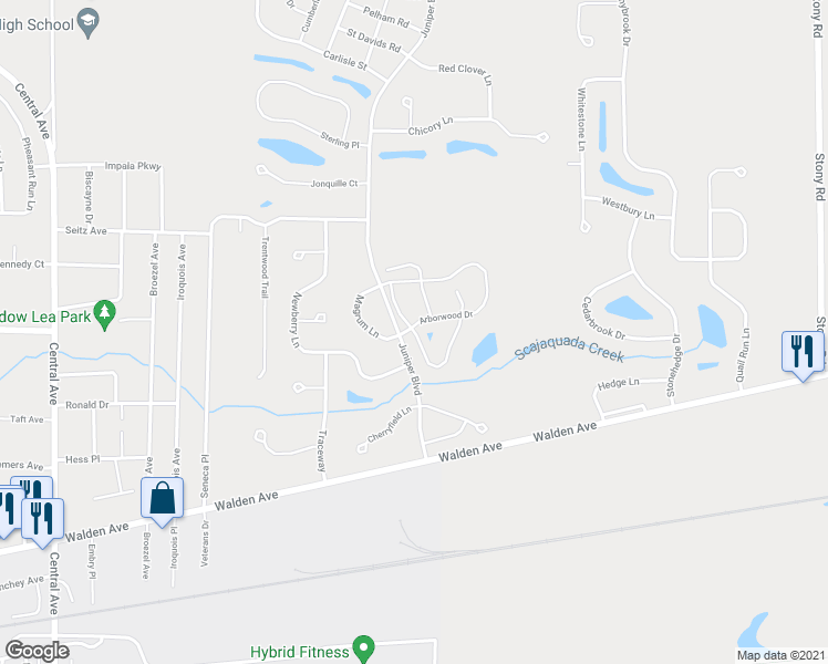 map of restaurants, bars, coffee shops, grocery stores, and more near Fernwood Drive in Lancaster