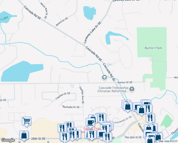 map of restaurants, bars, coffee shops, grocery stores, and more near in Grand Rapids