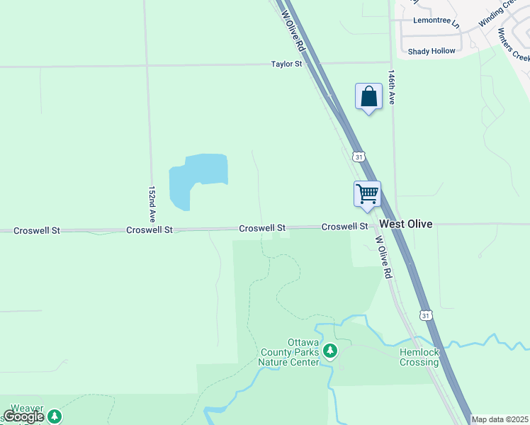 map of restaurants, bars, coffee shops, grocery stores, and more near 15015 Croswell Street in West Olive