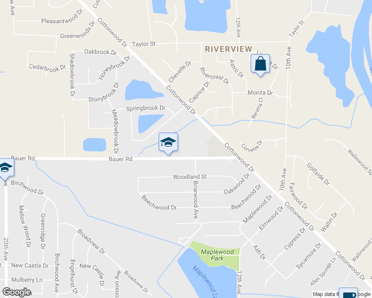map of restaurants, bars, coffee shops, grocery stores, and more near 1443 Bauer Road in Georgetown Township