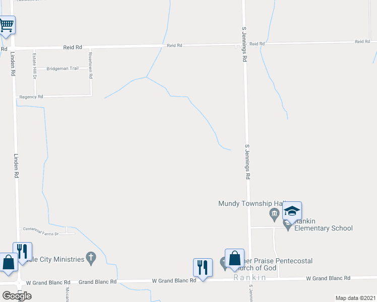 map of restaurants, bars, coffee shops, grocery stores, and more near 7220 South Jennings Road in Swartz Creek